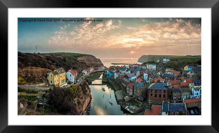  Staithes, Village, at Sunrise, Framed Mounted Print by David Hirst