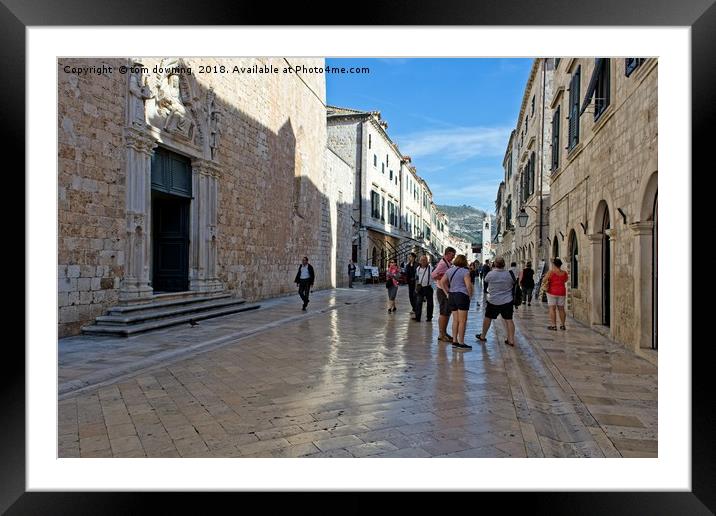 Dubrovnik old town Stradum Framed Mounted Print by tom downing