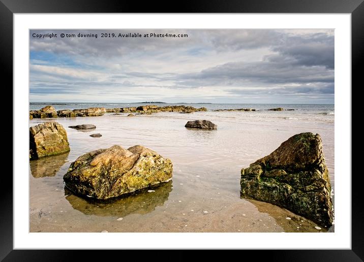 Rocks by the Coast in colour Framed Mounted Print by tom downing