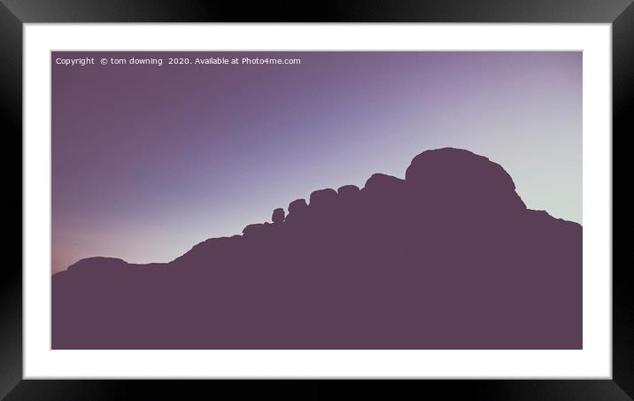 Haytor in Silhouette Framed Mounted Print by tom downing