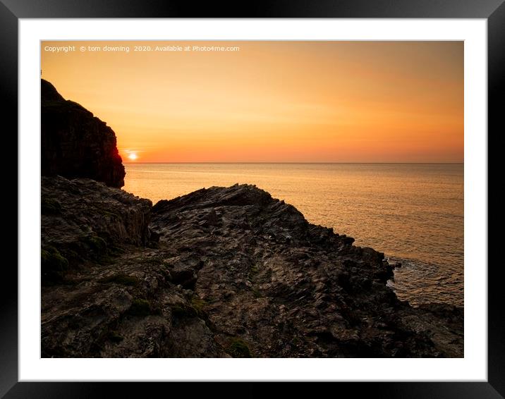 Rocky Sunset Framed Mounted Print by tom downing