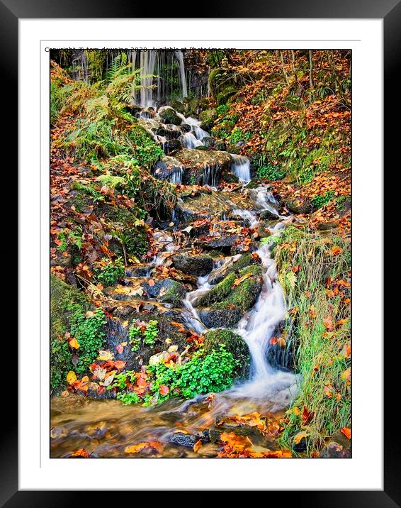Autumn waterfall Framed Mounted Print by tom downing
