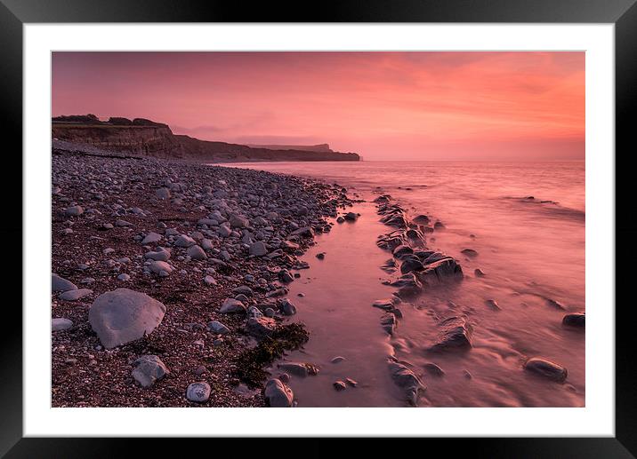  Kilve beach, West Somerset, on a colourful evenin Framed Mounted Print by Bob Small