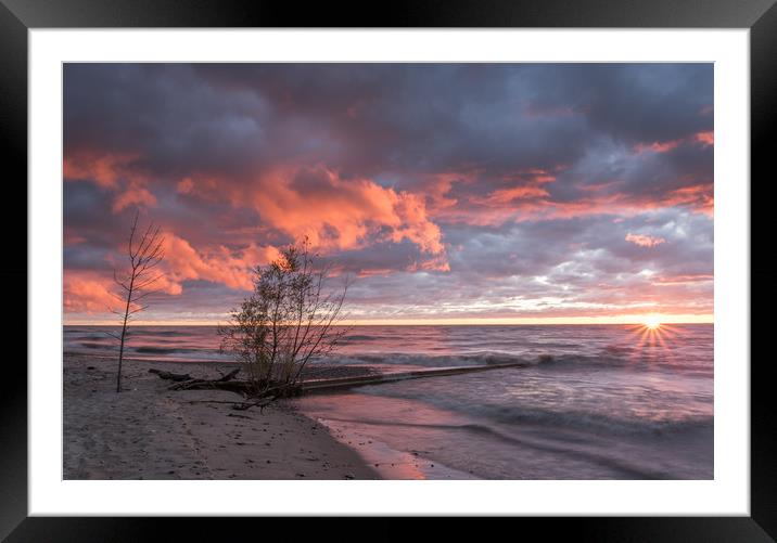 Sunrise on Lake Michigan Framed Mounted Print by Bob Small