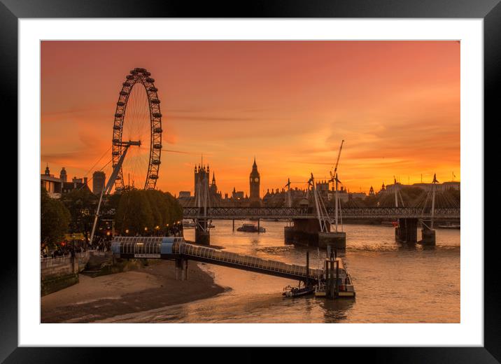 Old River Thames at Sunset Framed Mounted Print by Bob Small