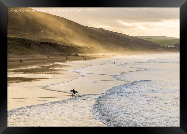 Heading home from the surf at Woolacombe Framed Print by Bob Small
