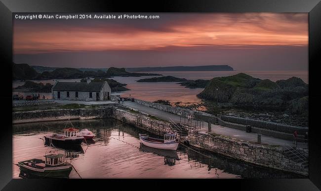 Ballintoy Harbour Sunset Framed Print by Alan Campbell