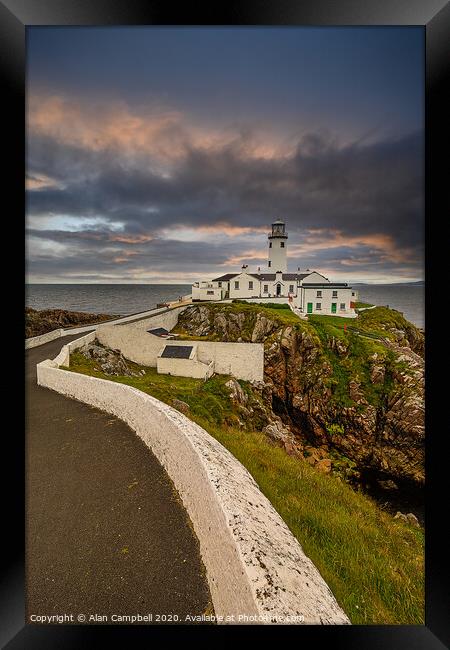 Sunset Over Fanad Head Lighthouse Framed Print by Alan Campbell