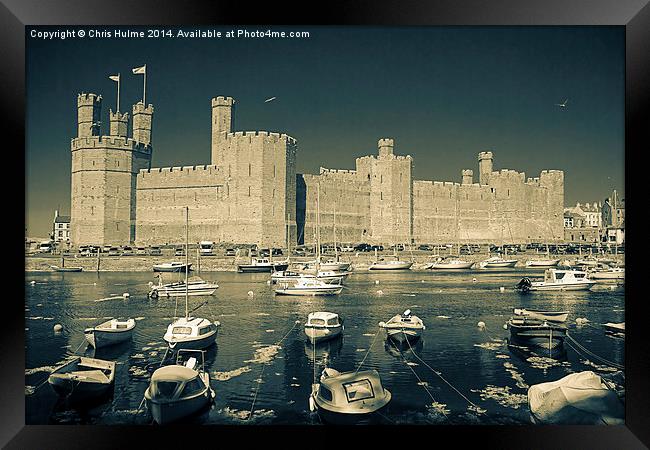 Caernarfon Castle in infra-red and duo-toned Framed Print by Chris Hulme