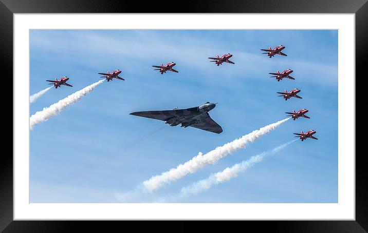 Vulcan Bomber and Red Arrows Framed Mounted Print by Chris Hulme