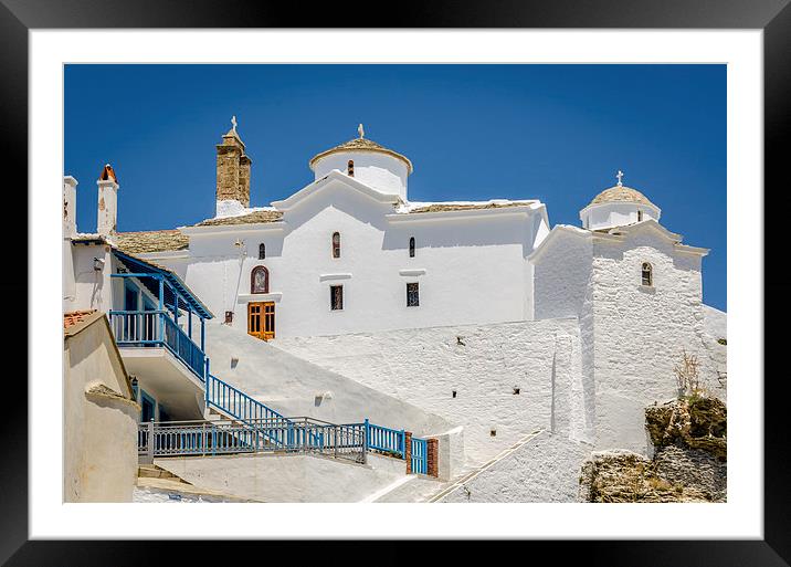  Skopelos Castle & Panagitsa Framed Mounted Print by David Bradbury