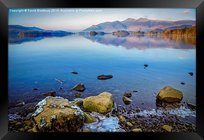  Cold Derwentwater Dawn Framed Print by David Bradbury