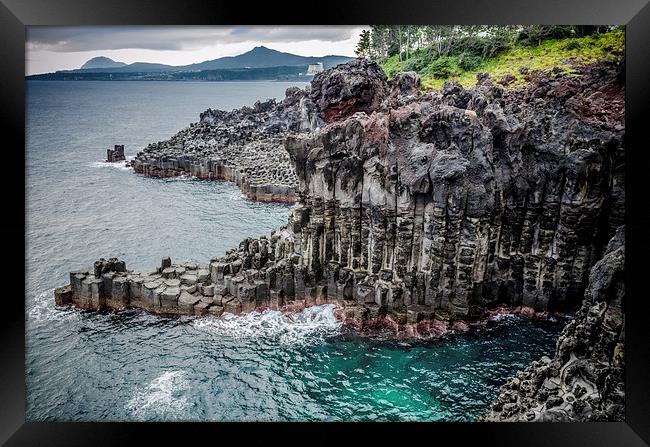 Jeju Lava Columnar Joints  Framed Print by Alex Inch