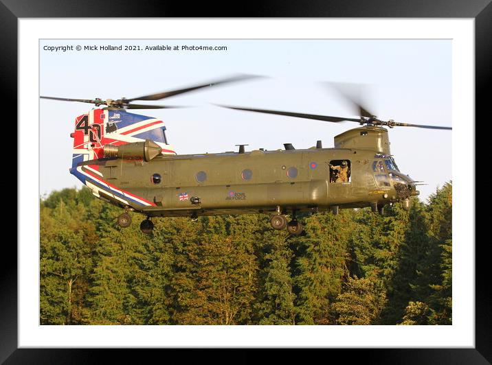 40th anniversary Chinook helicopter Framed Mounted Print by Mick Holland