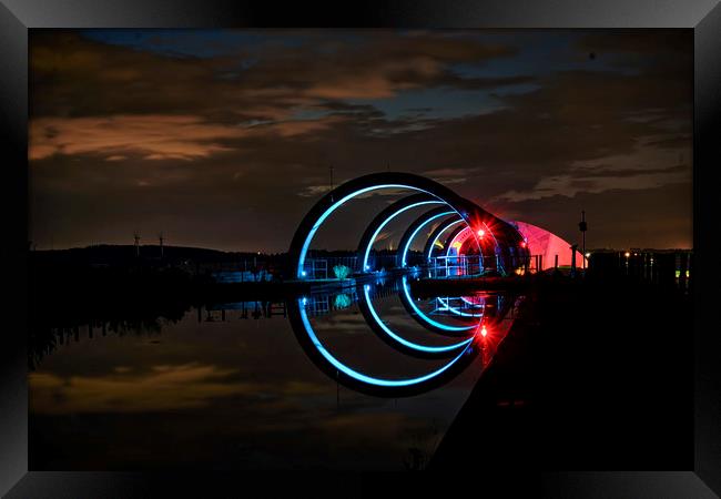Falkirk Wheel night light Framed Print by Garry Quinn