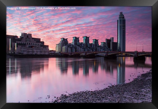 across the water towards  st George wharf Framed Print by mike cooper