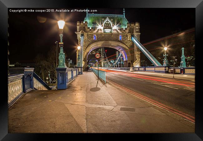  Tower bridge London,light show Framed Print by mike cooper