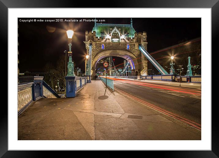  Tower bridge London,light show Framed Mounted Print by mike cooper