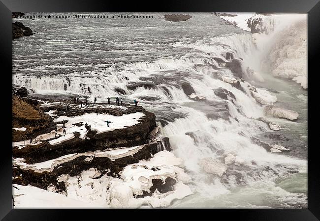 Gullfoss waterfall Iceland  Framed Print by mike cooper