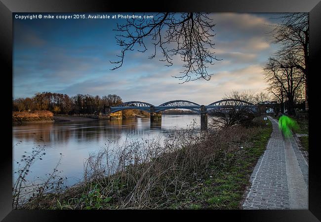  Barnes bridge early jogger Framed Print by mike cooper