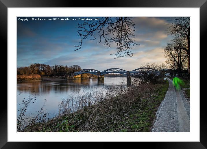  Barnes bridge early jogger Framed Mounted Print by mike cooper