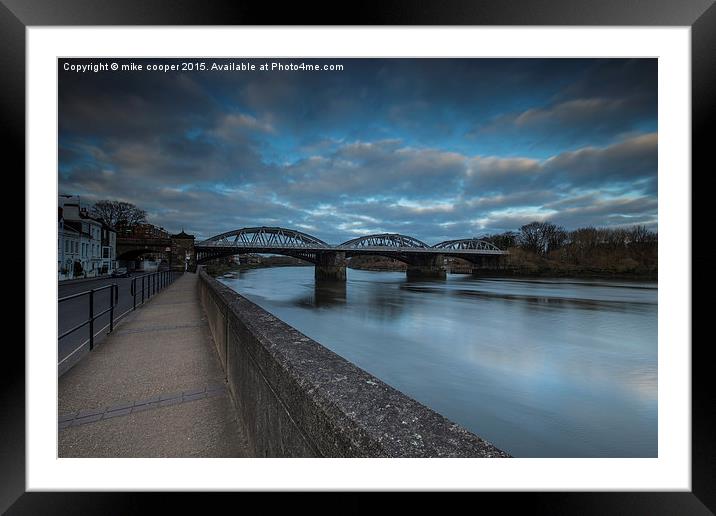  Barnes bridge on the Surrey side Framed Mounted Print by mike cooper