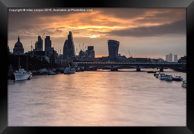  first light over London Framed Print by mike cooper