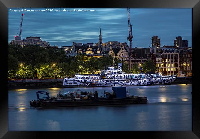  Hms President moored on the Thames Framed Print by mike cooper