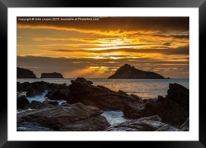 sunrise over Thatchers rock  Framed Mounted Print by mike cooper