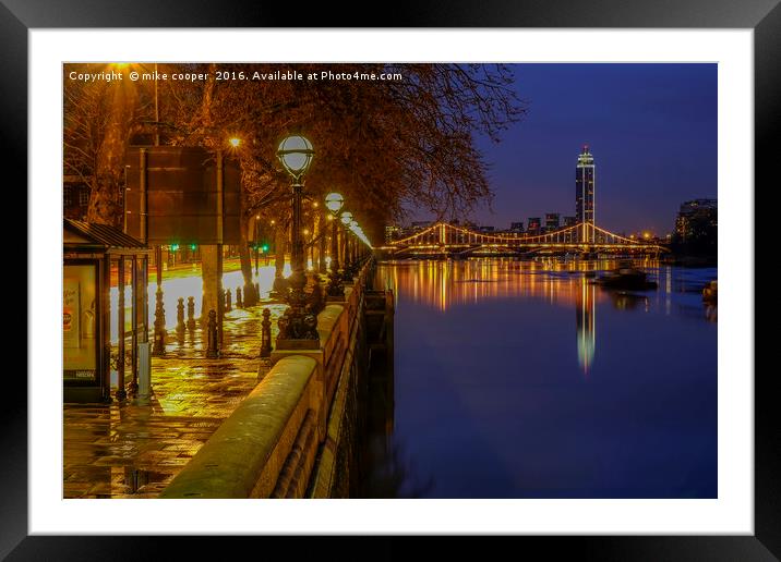 a wet Chelsea evening Framed Mounted Print by mike cooper