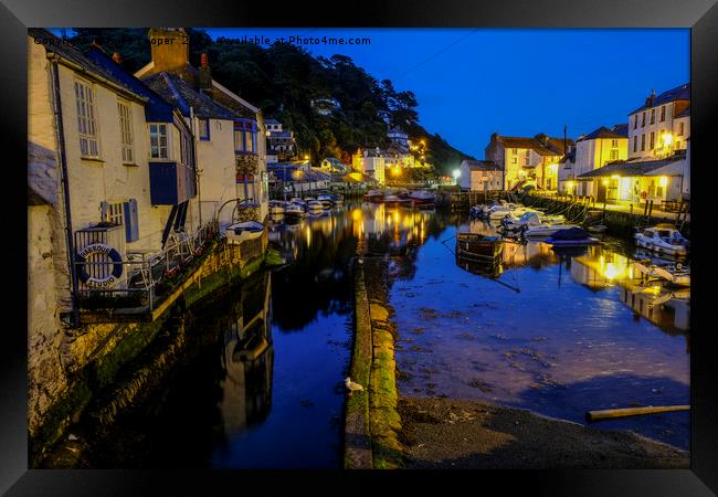 sleep time at Polperro harbour Framed Print by mike cooper