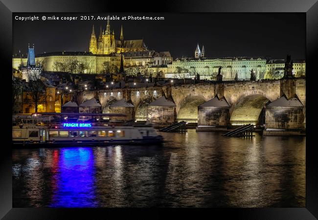 night time over Prague Framed Print by mike cooper
