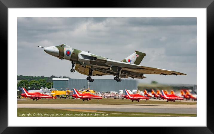 Vulcan Leaving Red Arrows Arriving Framed Mounted Print by Philip Hodges aFIAP ,
