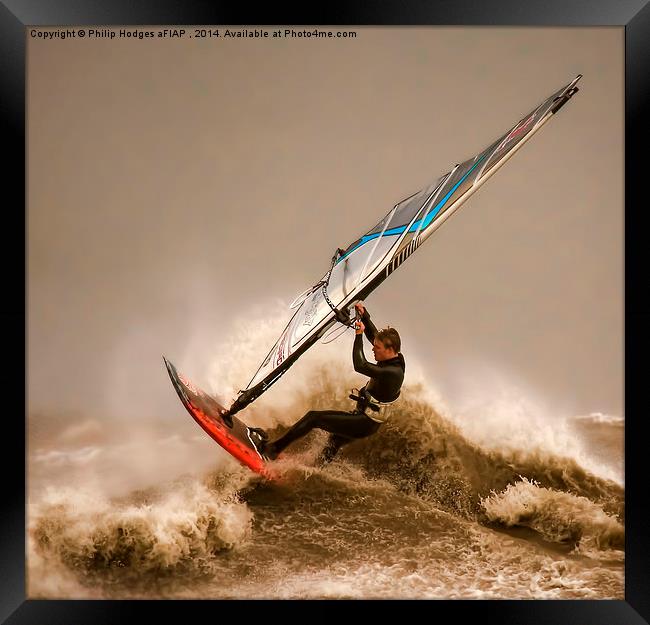 Windsurfing the Storm  Framed Print by Philip Hodges aFIAP ,