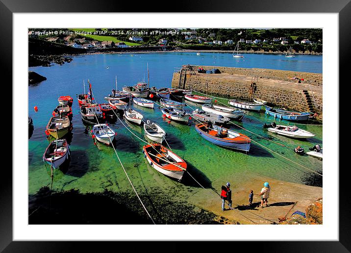  Coverack Harbour in the Summer Framed Mounted Print by Philip Hodges aFIAP ,