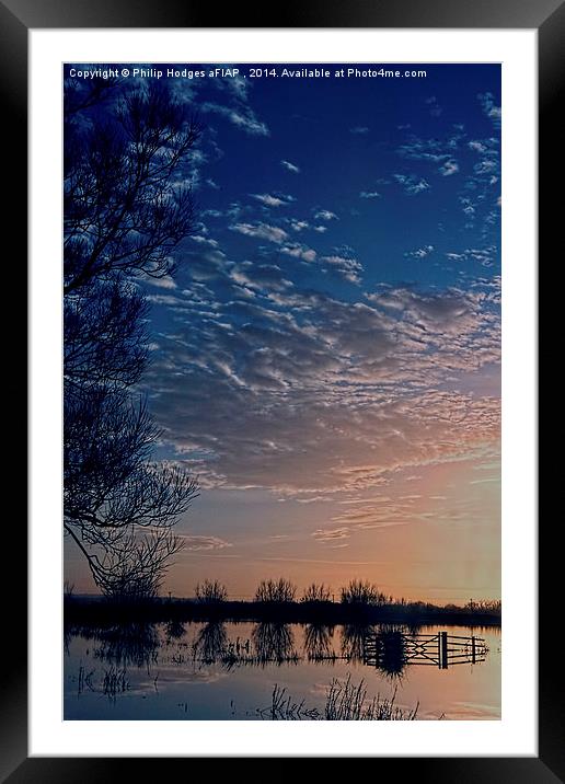 Sunset over Thorney Lakes  Framed Mounted Print by Philip Hodges aFIAP ,
