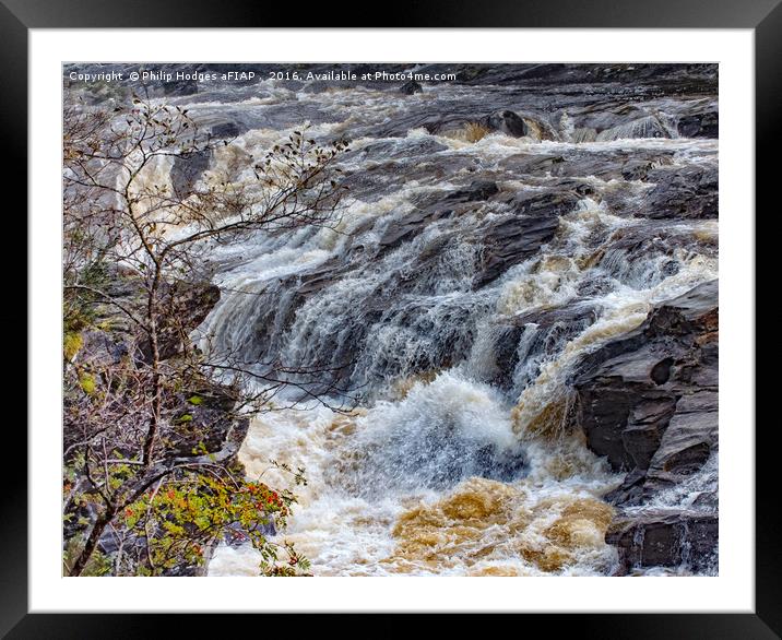 Orchy Falls Framed Mounted Print by Philip Hodges aFIAP ,