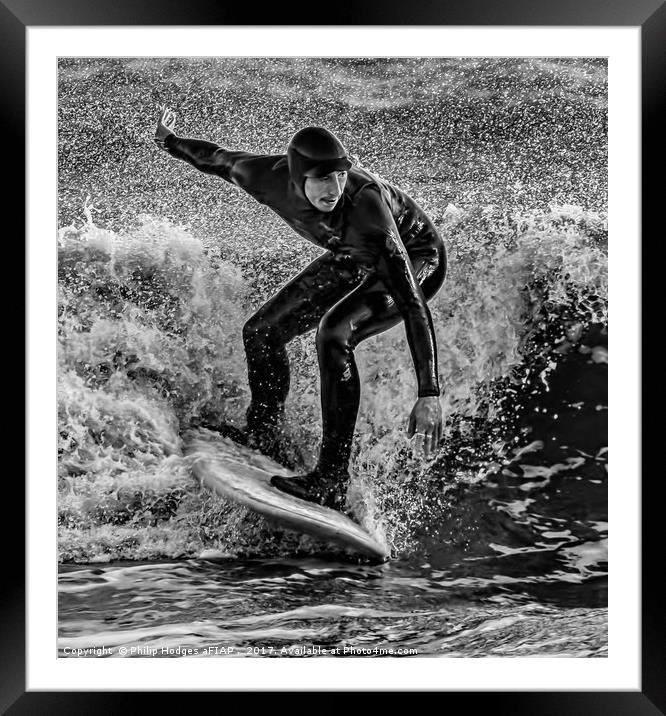 Winter Surfer Framed Mounted Print by Philip Hodges aFIAP ,