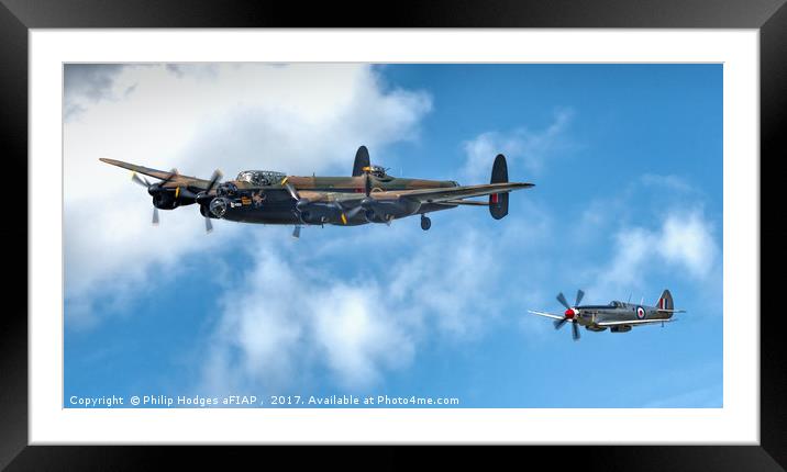Lancaster With Spitfire PR MK XIX Number PS915  Framed Mounted Print by Philip Hodges aFIAP ,