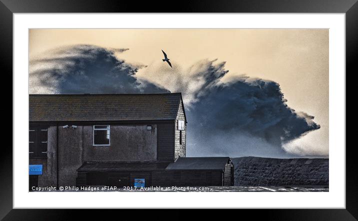 Hurricane Brian Hits The Cob Framed Mounted Print by Philip Hodges aFIAP ,