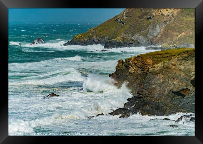 Church Cove Headland during Storm Francis 2020 Framed Print by Philip Hodges aFIAP ,