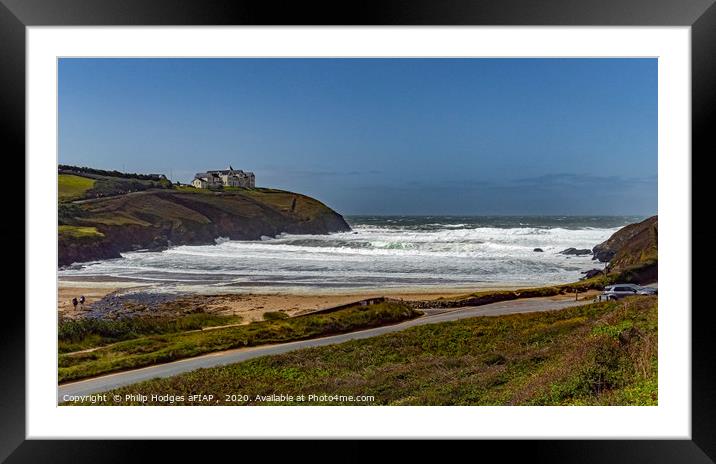 Storm Francis at Poldhu on the Lizard in Cornwall Framed Mounted Print by Philip Hodges aFIAP ,