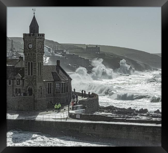 Porthleven Church and Sea Front in the Grip of Sto Framed Print by Philip Hodges aFIAP ,