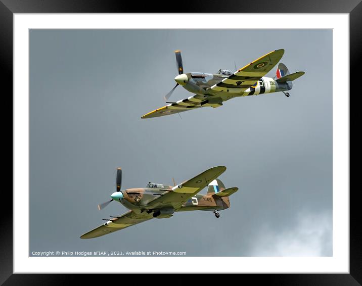 Spitfire and Hurricane Framed Mounted Print by Philip Hodges aFIAP ,