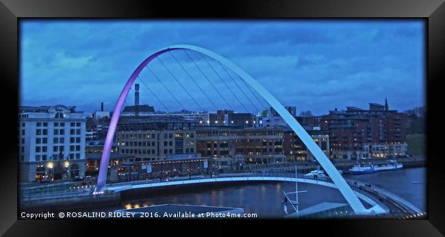 "NIGHT-TIME REFLECTIONS ACROSS THE MILLENIUM BRIDG Framed Print by ROS RIDLEY