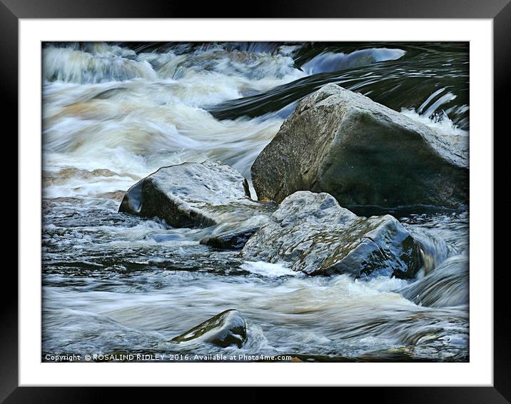 "WATER OVER ROCKS" Framed Mounted Print by ROS RIDLEY
