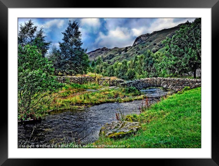 The Packhorse bridge , Watendlath , Cumbria. Framed Mounted Print by ROS RIDLEY