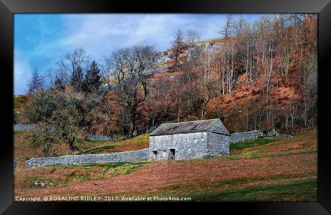 "Stone barn on the hillside" Framed Print by ROS RIDLEY