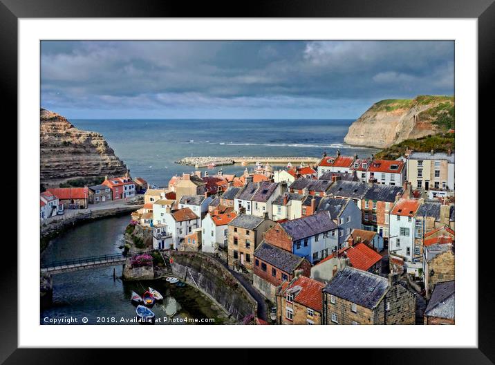 "Evening light on Staithes" Framed Mounted Print by ROS RIDLEY