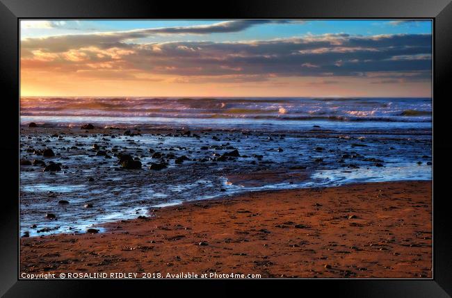 "Sun set reflections across Saltburn sands" Framed Print by ROS RIDLEY